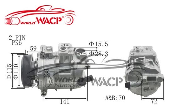 DCP32045 যানবাহন 7SEU ডিসপ্লেসমেন্ট কম্প্রেসার জন্য Audi A3 জন্য VW গল্ফ WXAD025