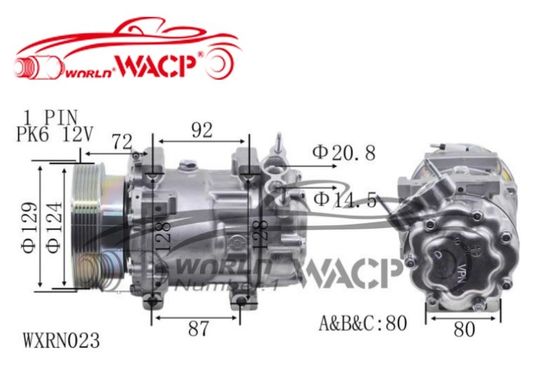 ভোল্টেজ 12V 6PK এয়ার কন্ডিশনার রেনল্ট ডাস্টার / ক্লিয়ো / মেগান / দৃশ্যমান / কানগু / লোগান / নিসান WXRN023 এর জন্য