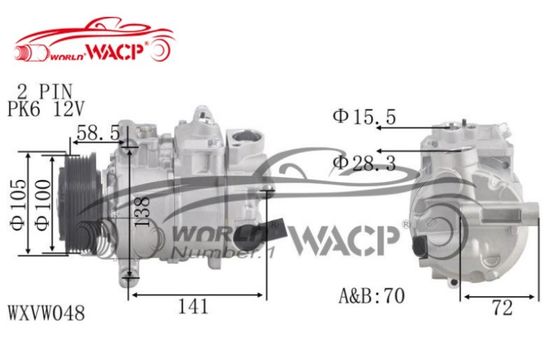 DCP32065 কম্প্রেসার কার এয়ার কন্ডিশনার জন্য VW T5 Amarok Multivan WXVW048
